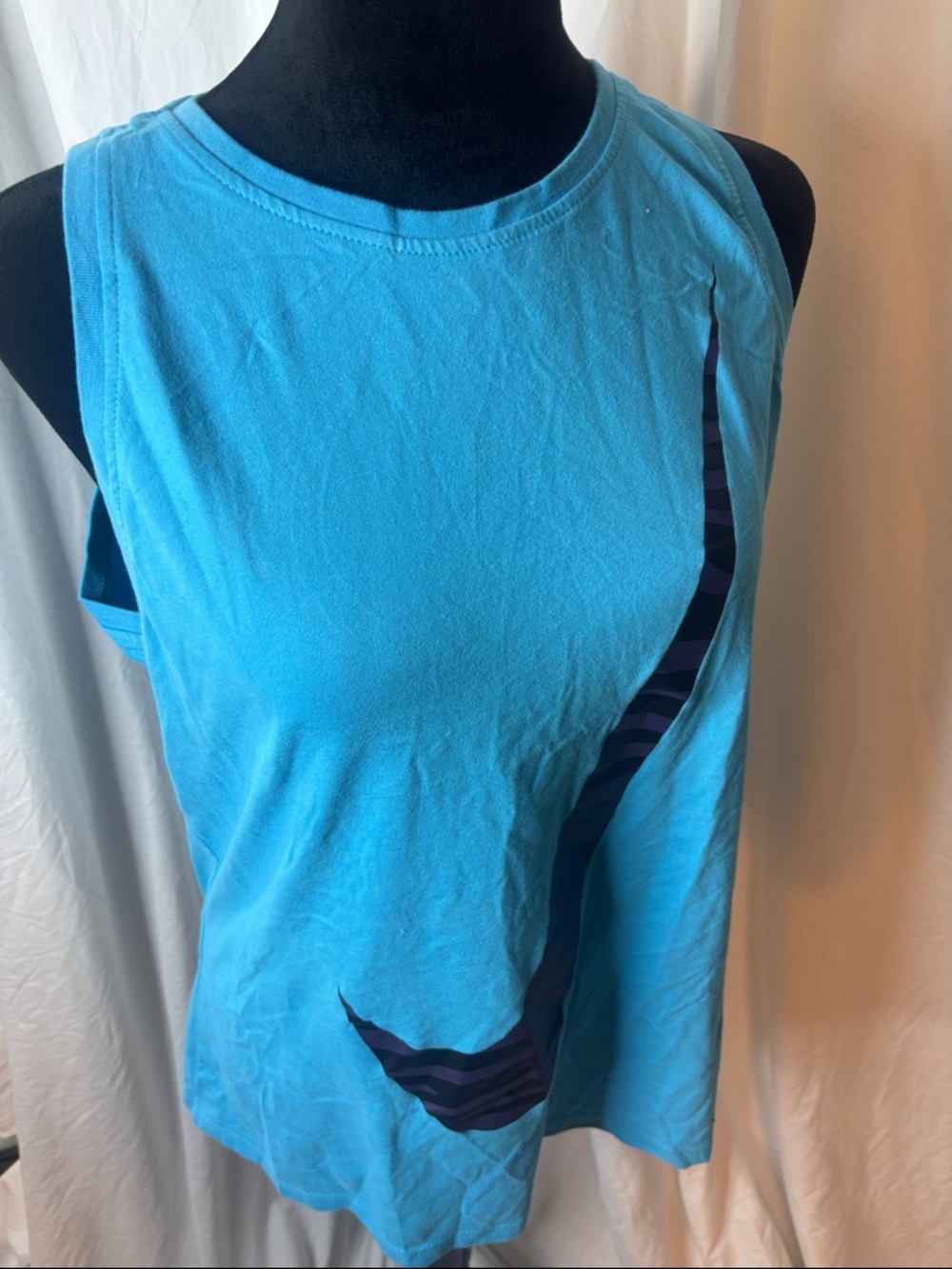 Nike Turquoise Muscle Tee with Navy Zebra Swoosh - Picture 8 of 9